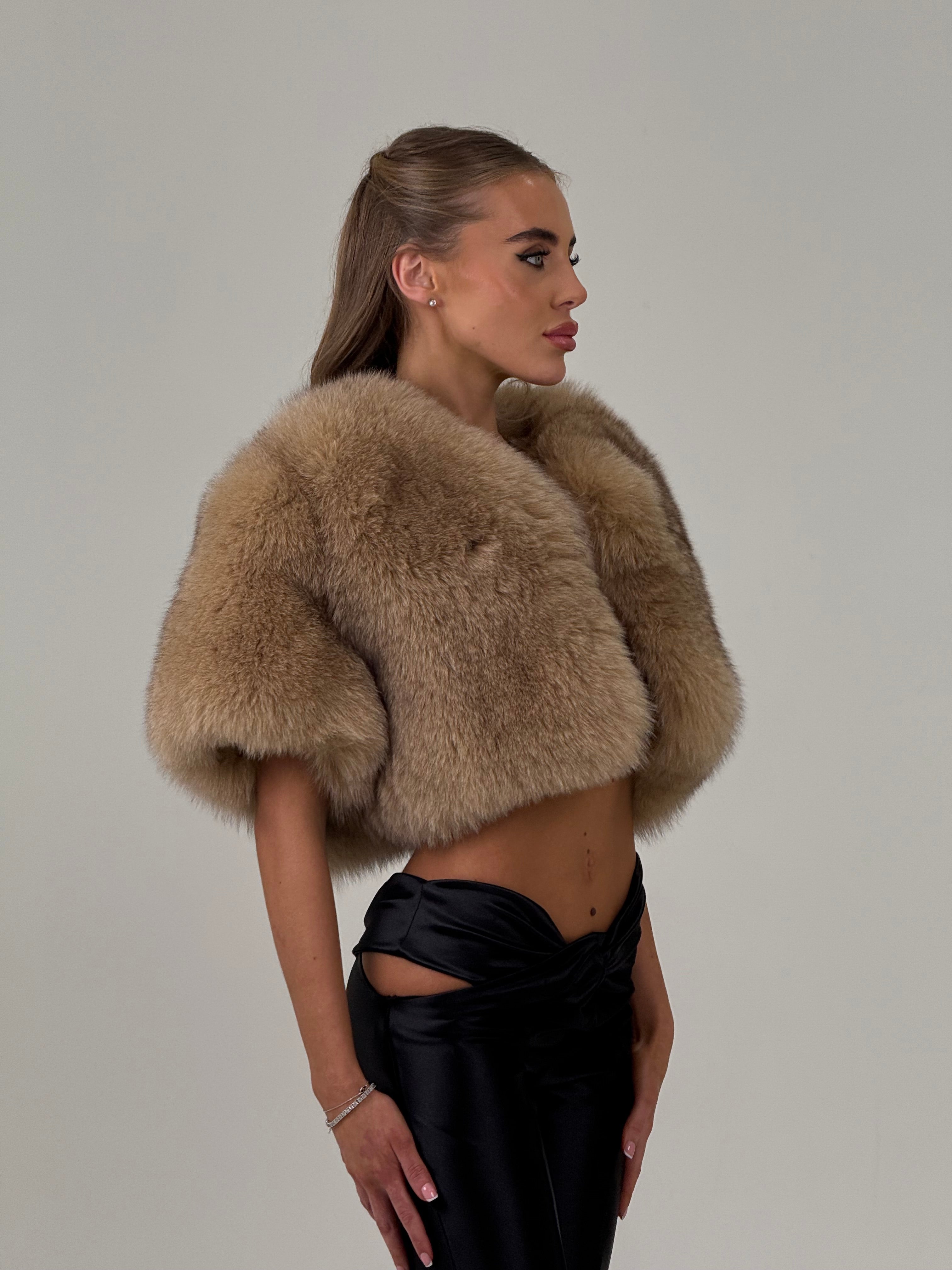 FOX FUR cape - camel