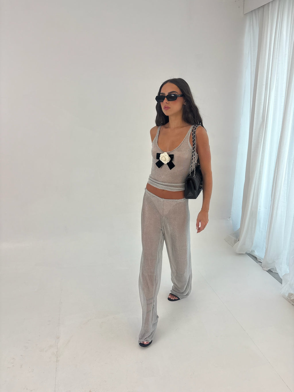 Chainmail silver CO ORD PANTS SET