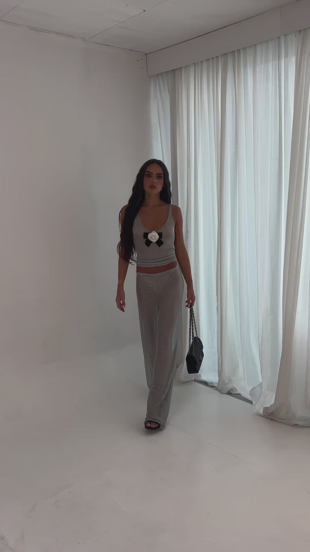 Chainmail silver CO ORD PANTS SET