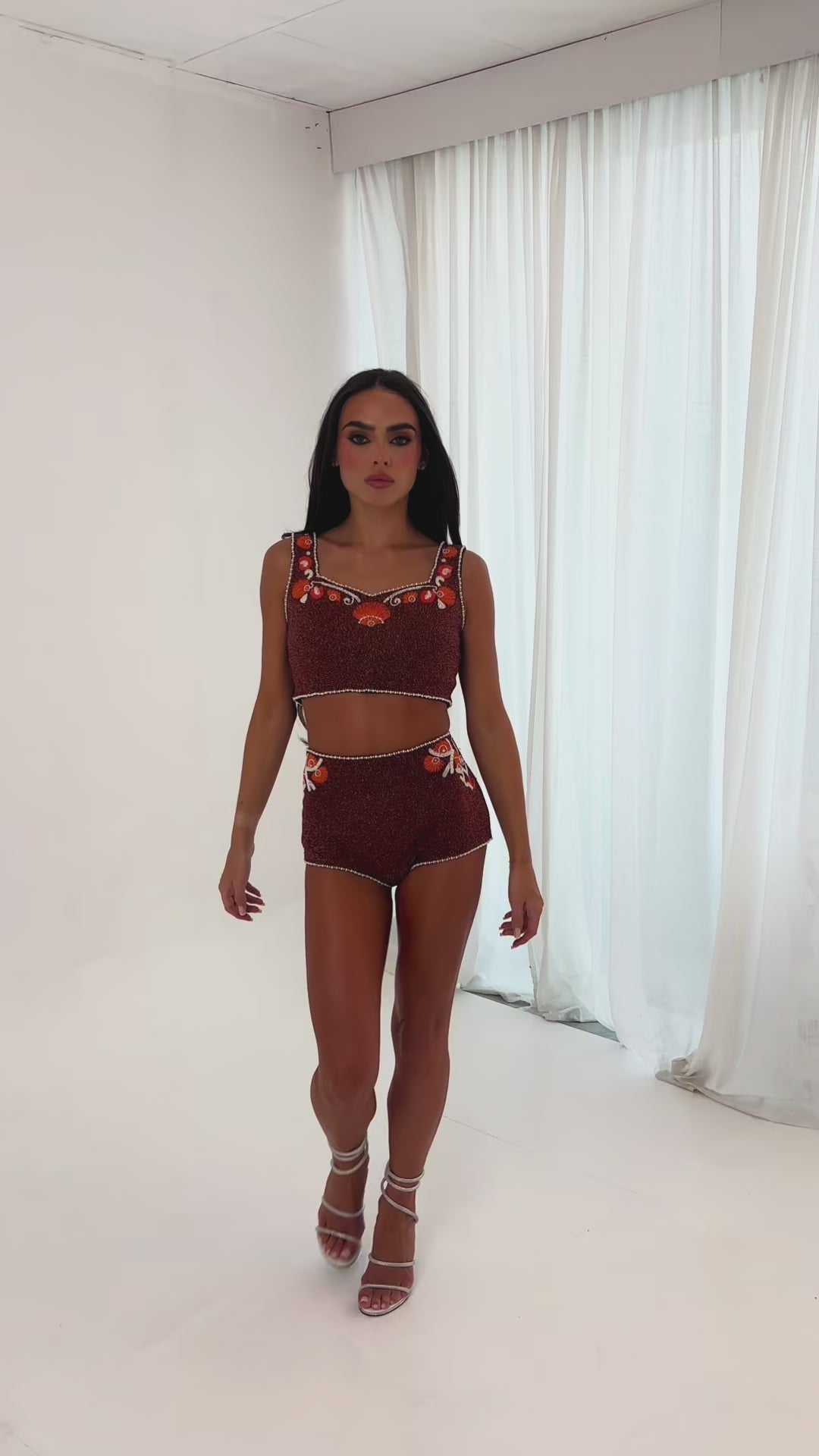 Seashell embellished Co-Ord Set - brown - IN STOCK